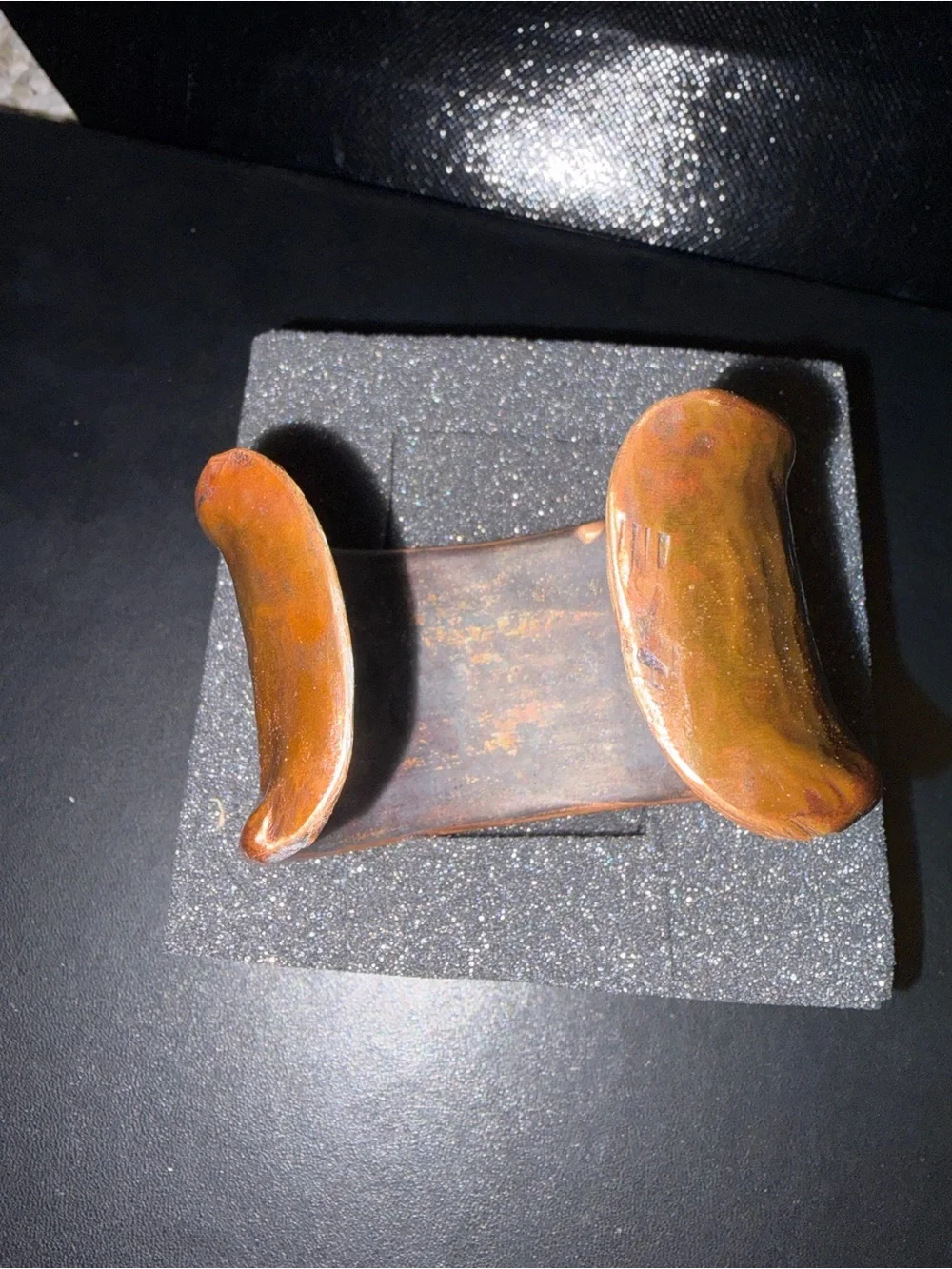 Hawaiian Hand Crafted Copper Bracelet - Flame Painted Copper (Brown/Gold)